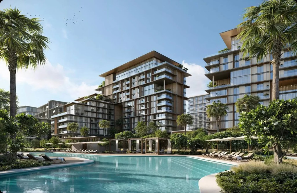 Residential complex with pool and landscaping