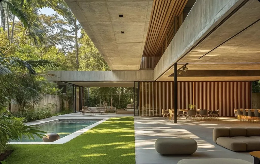 Residential courtyard and pool architecture